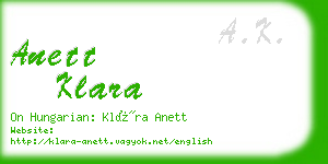 anett klara business card